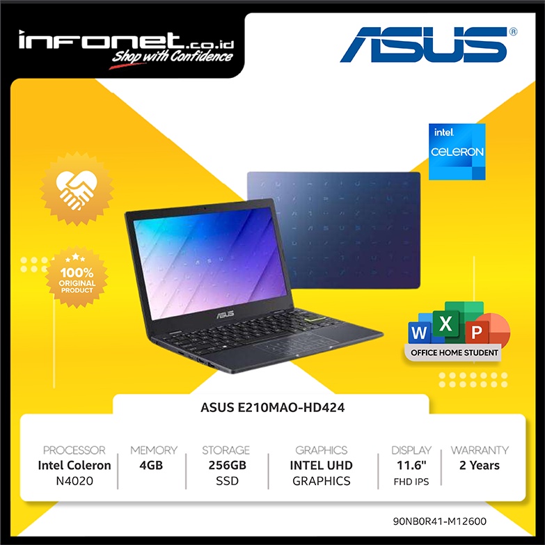 ASUS E210MAO-HD421/HD422/HD423 N4020 4GB 256GB SSD UMA 11.6" W10 OHS