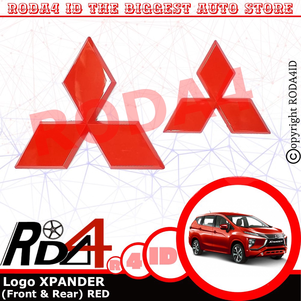 Emblem Logo Depan Belakang Mobil Mitsubishi XPANDER Merah