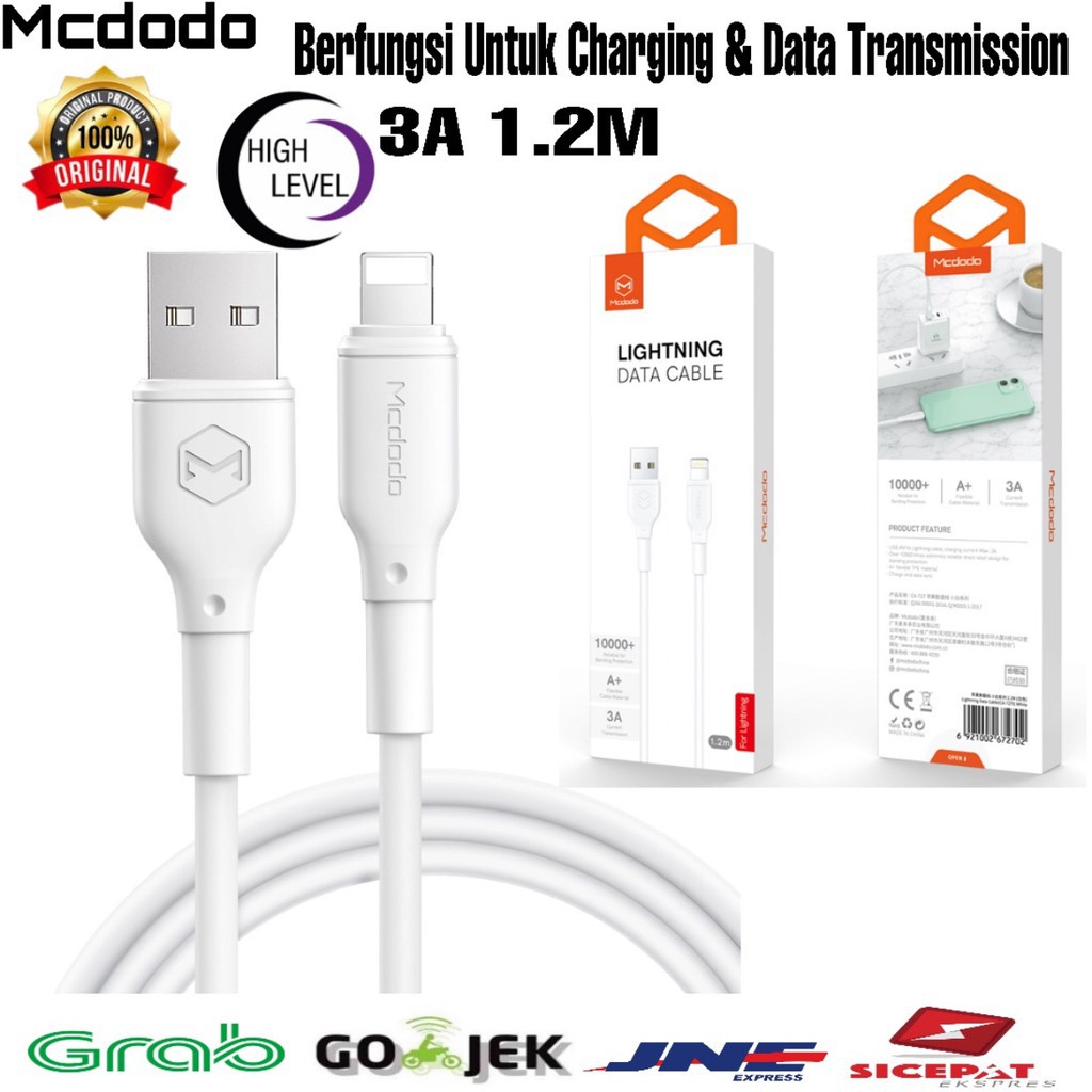CABLE MCDODO USB LIGHTNING CA-7270 FAST CHARGING 3A 1.2M ORIGINAL