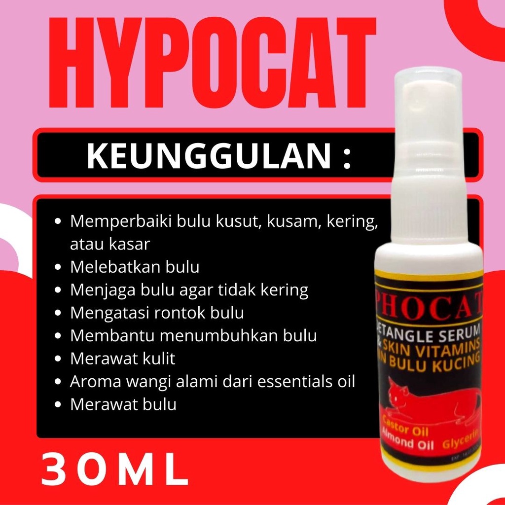 Penumbuh Bulu Kucing Vitamin Spray HYPOCAT Penumbuh dan Anti Rontok Bulu Kucing Spray Herbal Hair Tonic Spray FEFARM