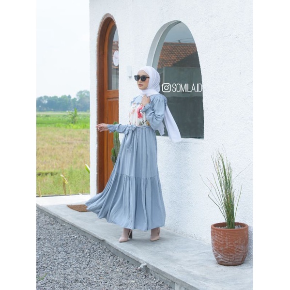 [SOMILA.ID] Peony Maxi Dress Korea Vintage Outfit Kekinian Chic Shabby