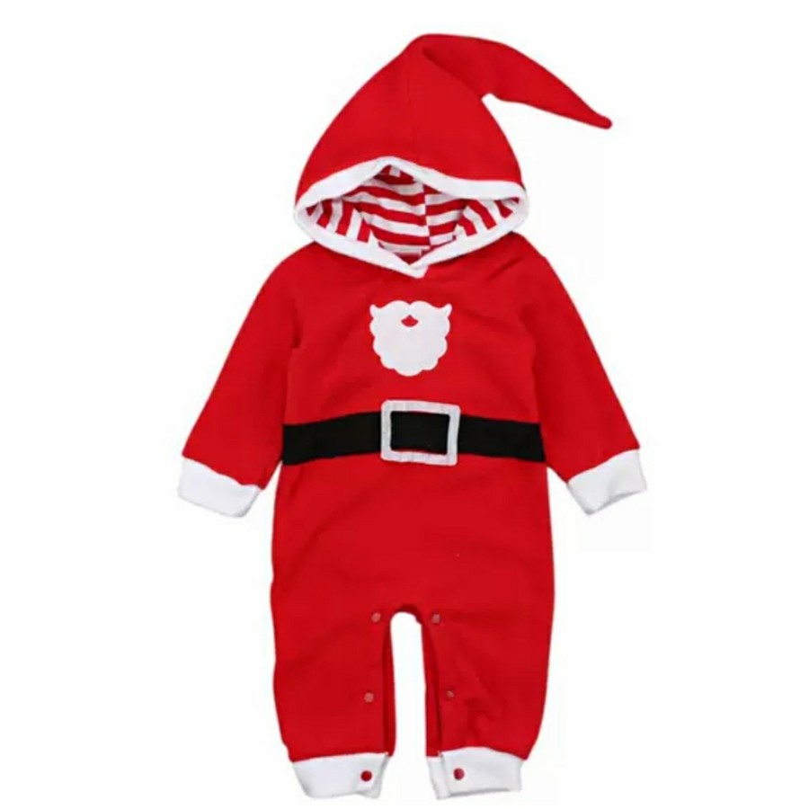 Santa Baby romper hoody baby christmas costume natal bayi santa claus