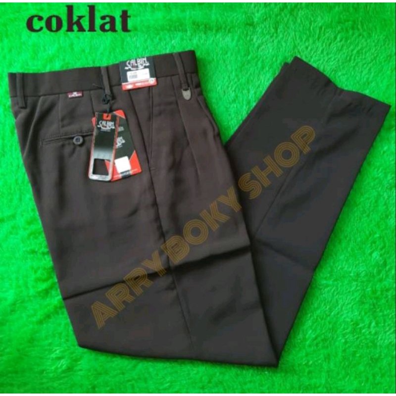 Celana CALBIN Formal COKELAT ( 100% Original ) 27 - 38