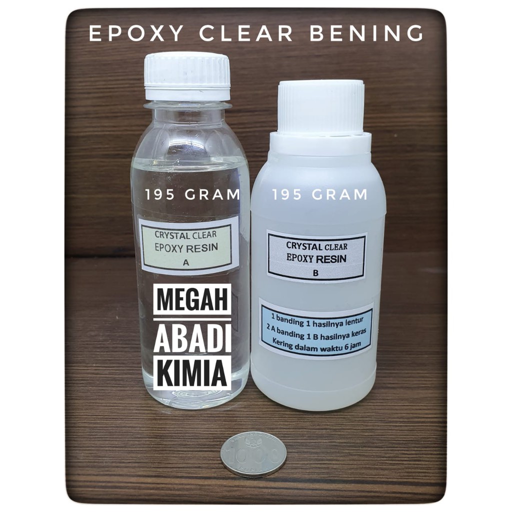 Epoxy Resin  Bening Clear 195 Gram dan Hardener 195 Gram 