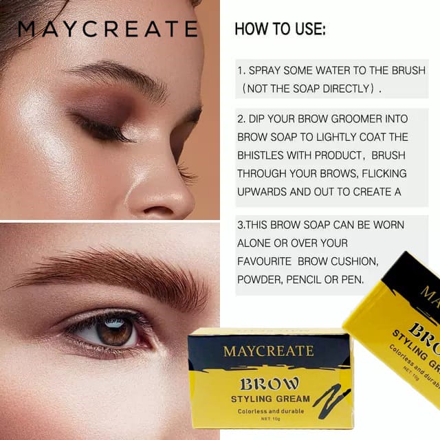 MAYCREATE BROW STYLING GREAM Pembentuk Alis Eyebrow Wax Alis Brow Styling Soap Eyebrow Styling Soap 