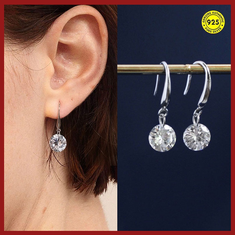 Anting Tusuk Sterling Silver 925 Dengan Berlian Imitasi Untuk Wanita