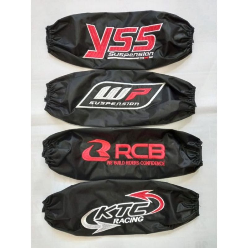 sarung shockbreaker belakang motor -Sarung shock bordir tulisan universal cocok semua shock matic dan bebek