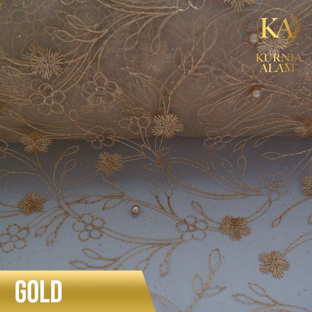 Kain Tile Bordir Mutiara Gliter Brukat D1 Per 0,5 Meter bahan gamis