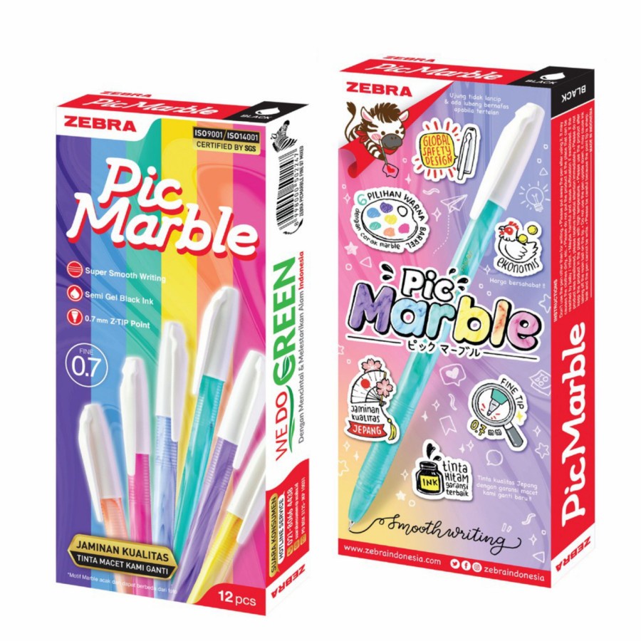 

PULPEN BALLPOINT ZEBRA PIC MARBLE SEMI GEL 0.7MM