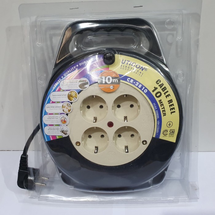 Kabel Roll - Kabel Listrik Rol Roll Listrik Stop Kontak 4 Lbg 10M 10 M Meter Uticon