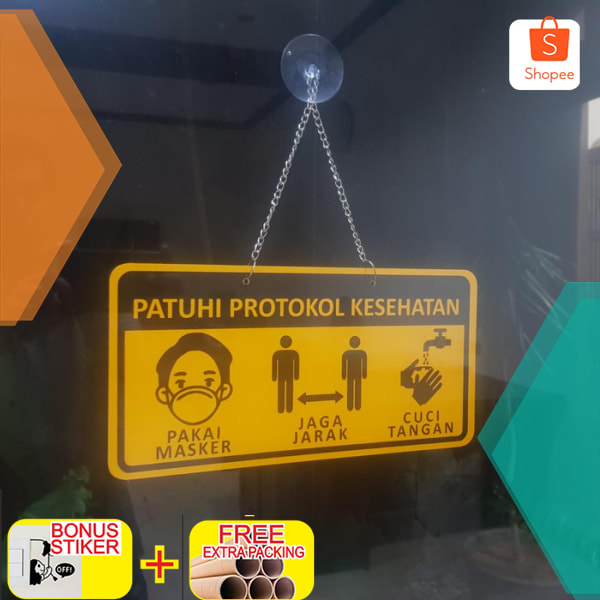 

SIGN GANTUNG PATUHI PROTOKOL KESEHATAN AKRILIK 15 X 30 REFLEKTIF Keren