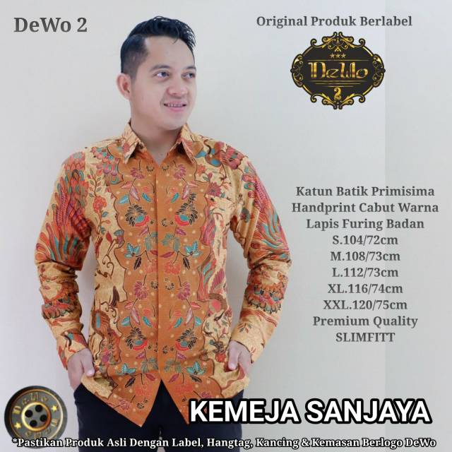 Kemeja Batik Sanjaya Bahan Katun Batik Primisima Lapis Furing Kualitas Premium