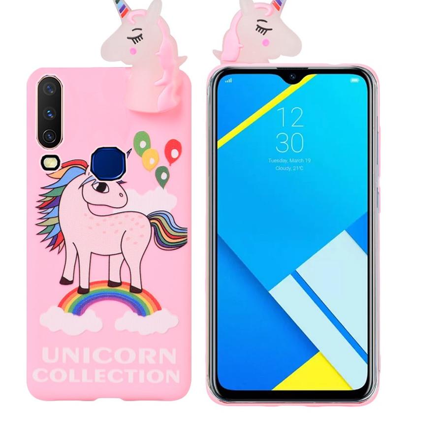 Paling popular BQG77 Case VIVO Y12s Y12i Y12 Y15 Y17 Softcase intip Karakter Doraemon Panda Pony Gri