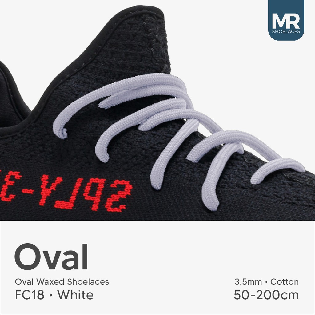 MR Shoelaces FC18 Putih WHITE Tali Sepatu Lilin Oval 3.5mm (Waxed Laces) 50cm 70cm 80cm 100cm 120cm 150cm 200cm - Premium Shoelace