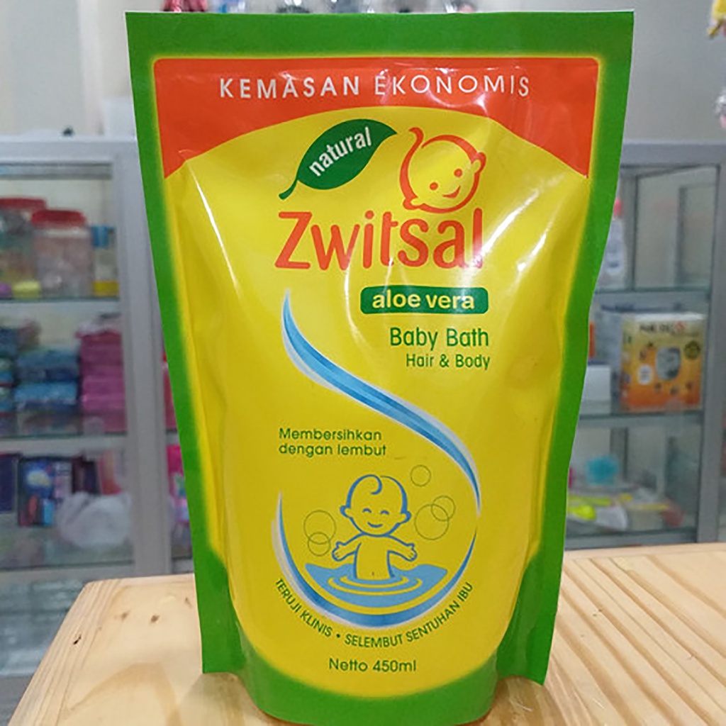 Bisa COD [ Buy 1 Get 1 ] Zwitsal Baby Bath Hair And Body Sabun Mandi Shampo Bayi Natural Aloe Vera 2x 450Ml