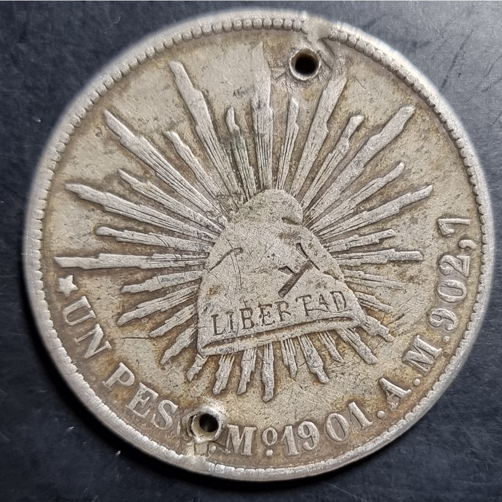 Koin Perak Meksiko Mexicana 1 Un Peso 1901 Bekas Peninggalan Suku Dayak