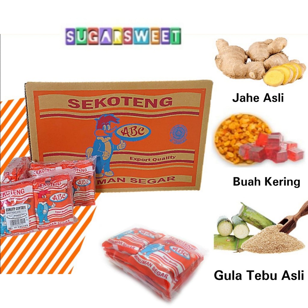 

Sekoteng ABC Bubuk Minuman Jahe Emprit Buah Kering Gula Tebu Agar-Agar 10 Sachet/Bag