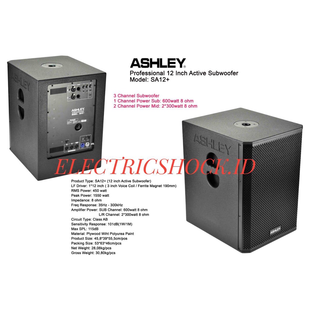 SUBWOOFER AKTIF ASHLEY SA12+ / ASHLEY SA 12+ ORIGINAL 12INCH