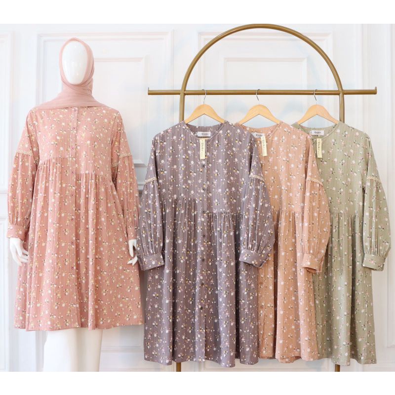 Terbaru , Tunik Busui Kiyomi , Katun dobby crincle , Original Disiko Exclusive , Atasan Wanita Canti