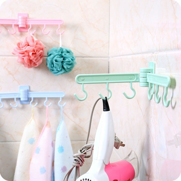 Gantungan tempel kamar mandi 6 hook/Hanger cantolan dinding kamar mandi