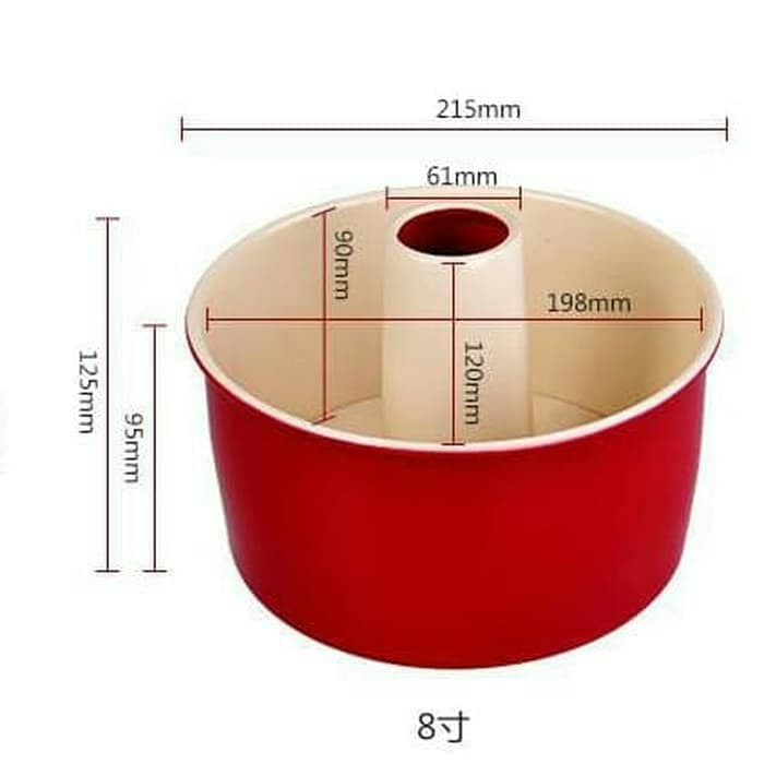 suncity 8&quot; non stick red chiffon round baking pan / loyang bongpas / loyang kue