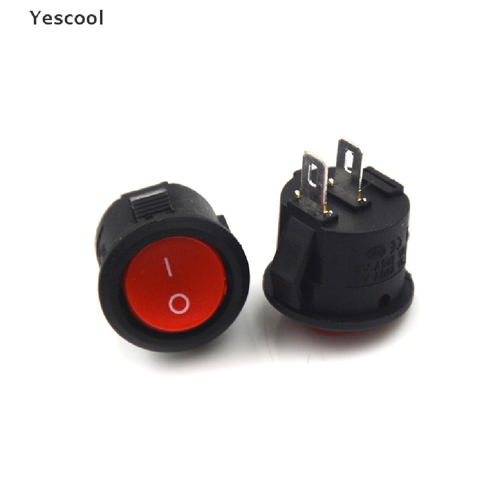 Yescool 10Pcs Saklar Rocker Switch ON-OFF Mini 2-Pin Diameter 16mm 3A / 250V Untuk Perahu