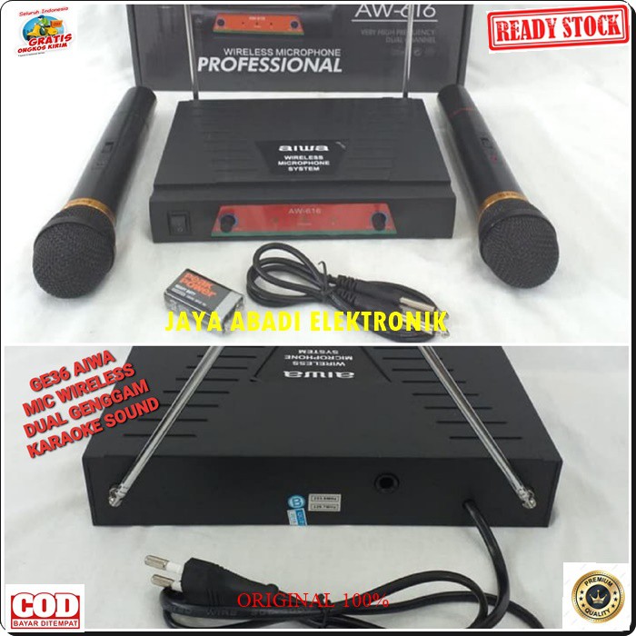 G36 Aiwa naiwa mic wireless system wireles sistem karaoke vokal vocal microphone mic mikrophone profesional pro sound audio panggung dj studio G36  1receiver +2 mic BISA DIGUNAKAN SEGALA JENIS AUDIO SOUN  Sepasang 2 unit mic handle pegang jarak 20 - 30 me