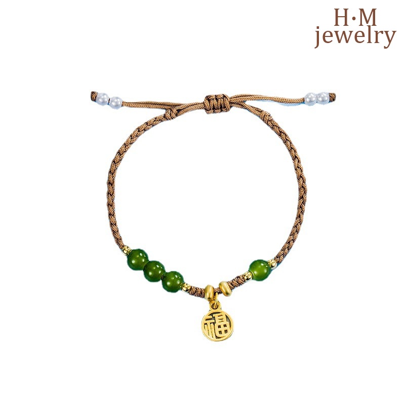 Gelang Tangan Manik-Manik Batu Jade Hetian Untuk Wanita