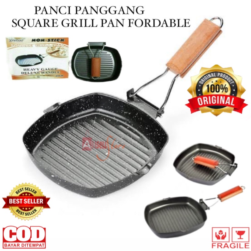 ( BISA COD ) PROMO PANCI PANGGANG SQUARE GRILL PAN FOLDABLE SQUARE GRILL PAN 20CM