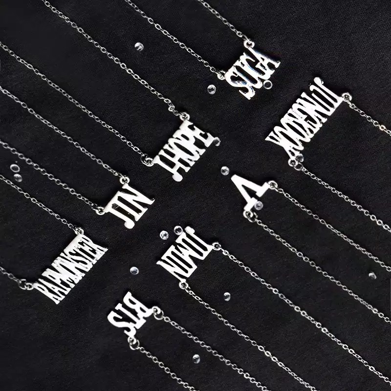 Kalung KPOP BTS Bangtan Boys Metal Letter Steel Necklace BTS