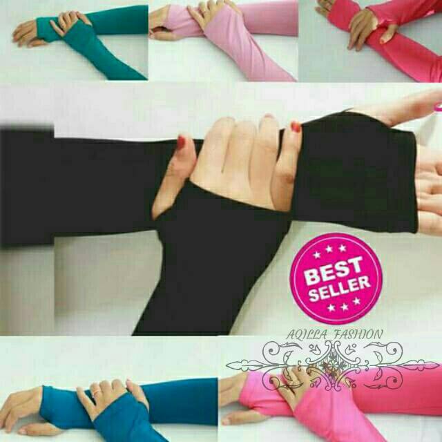 Handsock Fringles Jempol Polos Jersey/Manset Tangan Finggerles/fashion Muslim/Sarung Tangan wanita