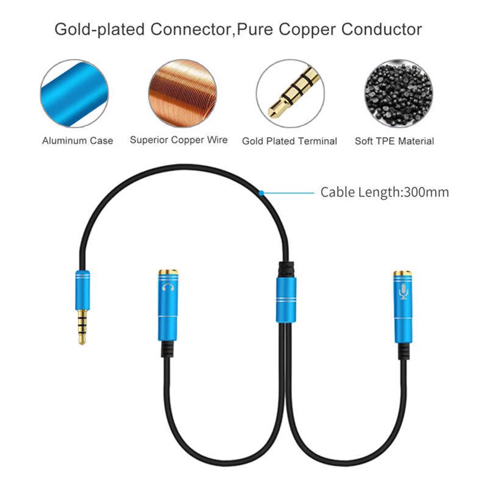 Kabel Adapter Extension Splitter Headphone 3.5mm Bahan Metal Untuk Handphone / Komputer / Speaker
