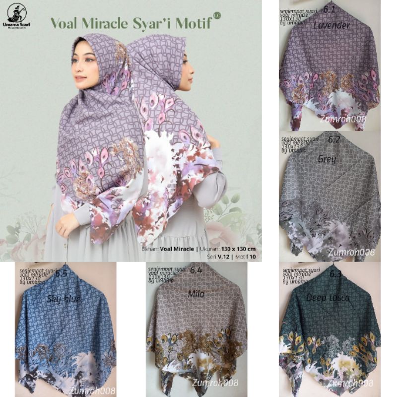 Umama segi empat syari motif voal miracle 130x130