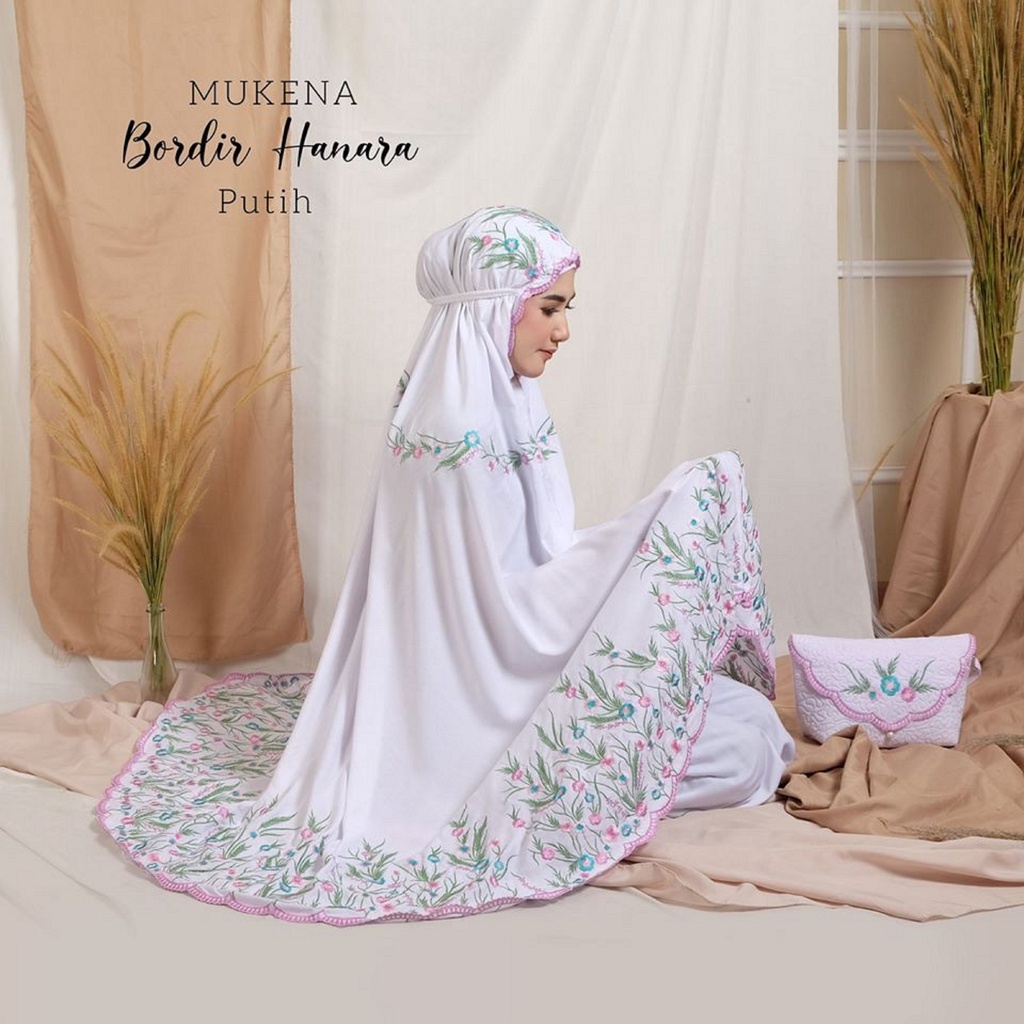 MUKENA DEWASA JUMBO KATUN RAYON BORDIR HANARA PREMIUM TRAVEL PROMO MURAH FREE TAS