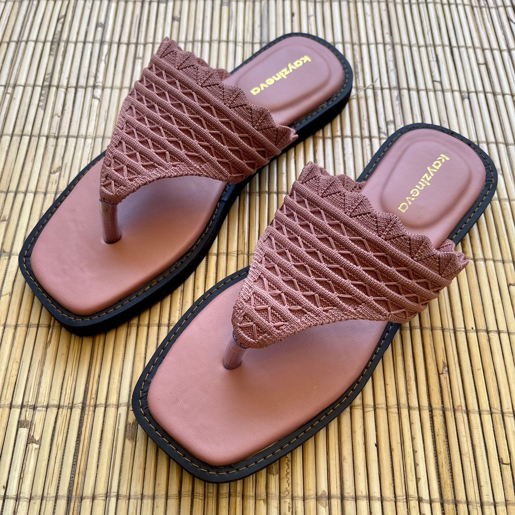 KAYZINEVA | SP03 Sandal Jepit Wanita Rajut Premium Ujung Kotak