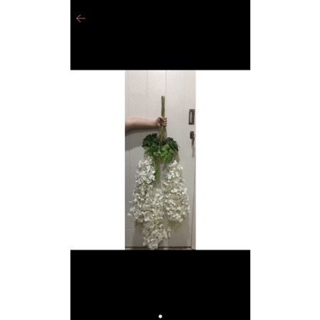 Bunga Plastik Wisteria Panjang Kanan Kiri Pendek. harga per lusin-Putih jenis panjang