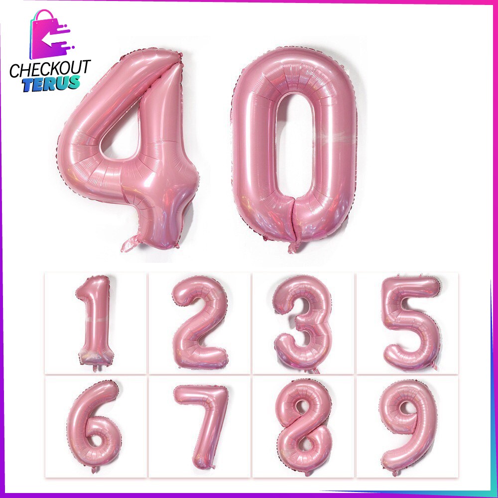 CT C390 Balon Foil Rose Gold Abjad Alphabet Angka Polos Balon Huruf A-Z Balon Foil Angka 0-9 Balon Foil Perlengkapan Ulang Tahun Balon Pesta