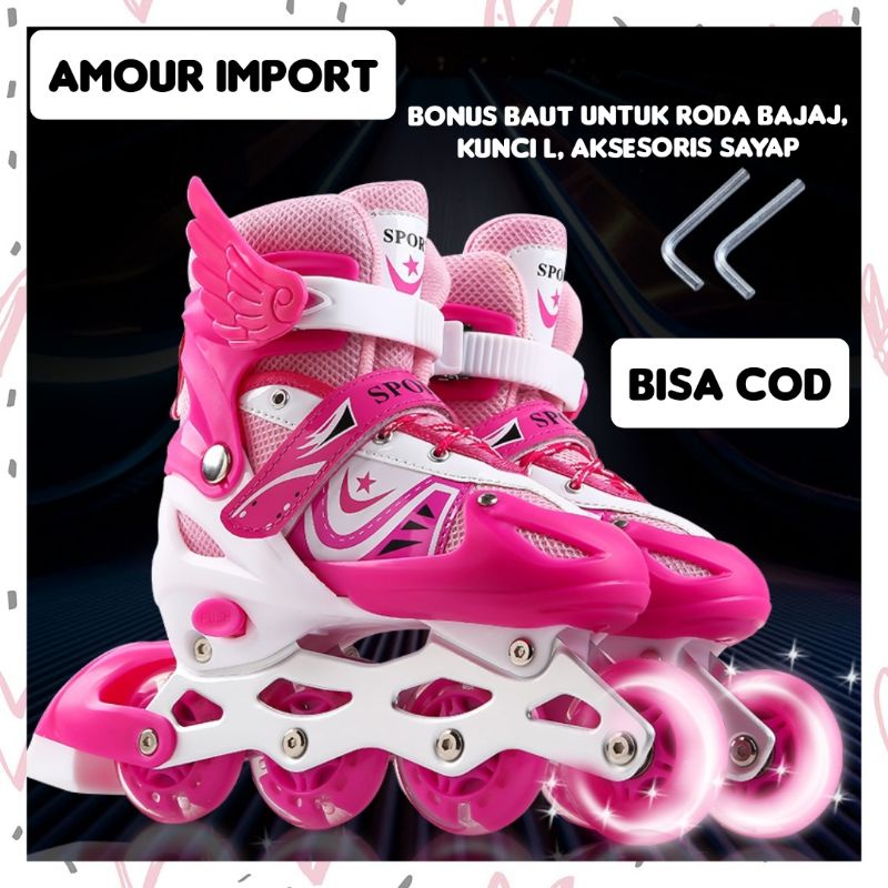 ( AMOUR ) Sepatu Roda Anak Sport Inline Skate / Sepatu Roda Bajaj / Roller Skate 8806