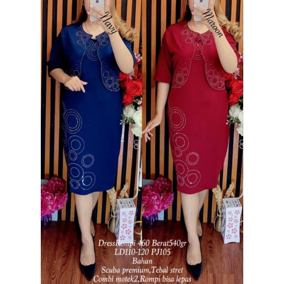 Dress scuba kombi brukat import