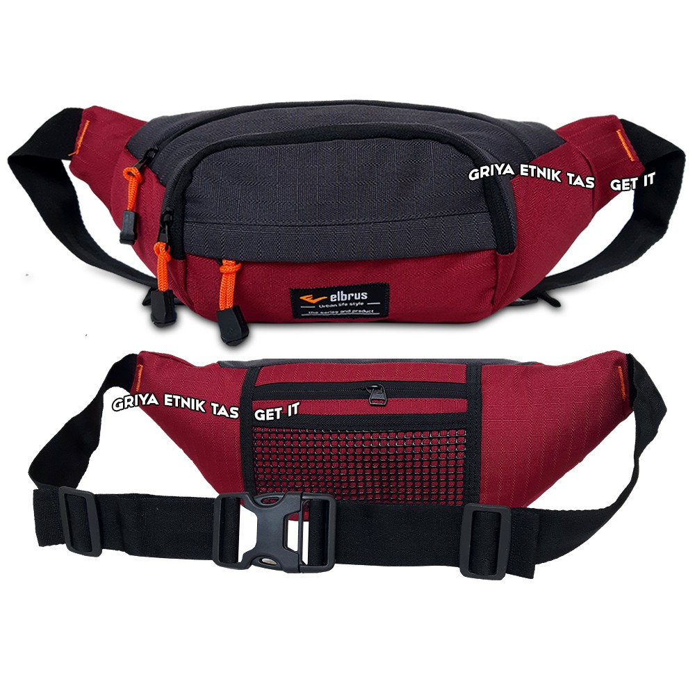 Tas Pinggang Pria Distro Elbrus 2 Warna - Waistbag Cowok - Tas Selempang Pria