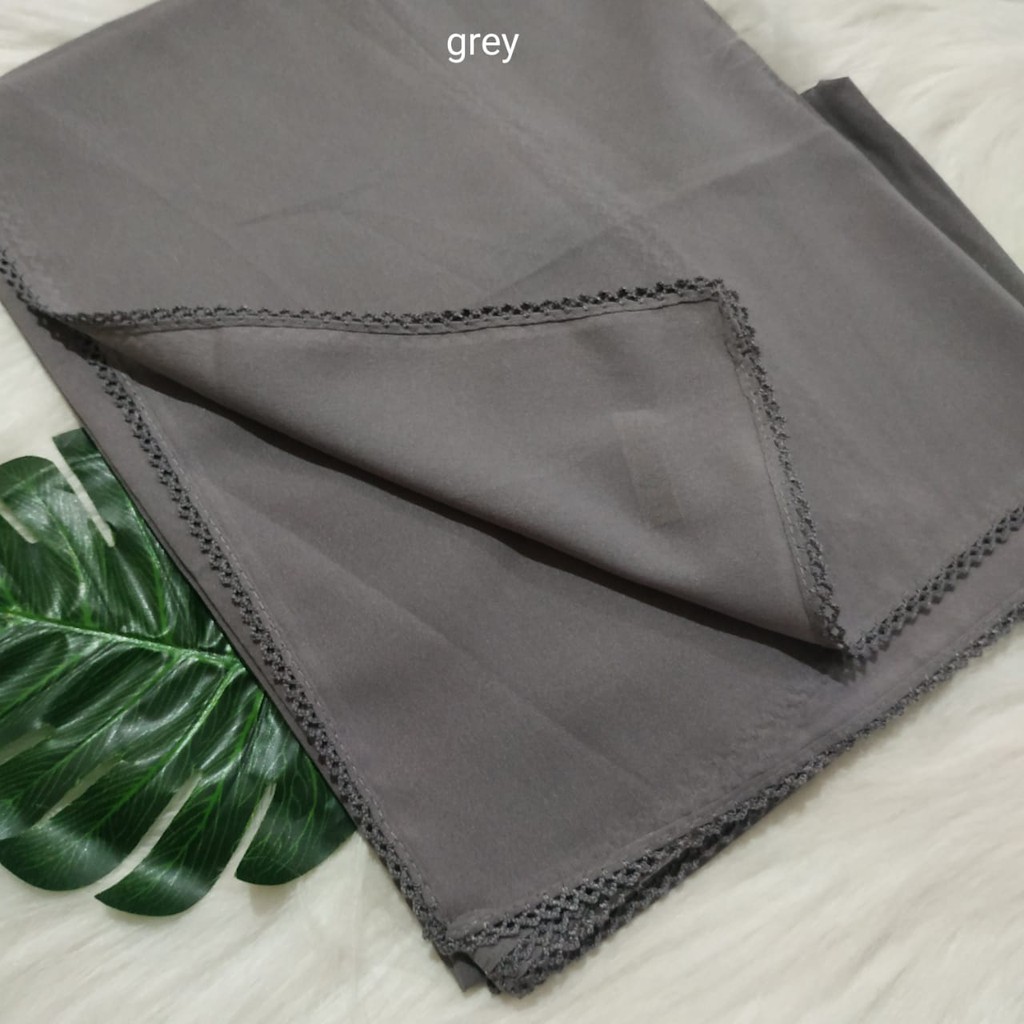 Termurah Pashmina Diamond Lace Picot  / Pasmina Crochet / Pasmina Lace Azara-Grey