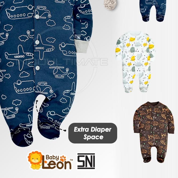 ☻ Baby Leon - Jumpsuit Bayi Kaki Tertutup Lengan Panjang Jumper Bayi Laki-Laki Newborn BC-072 Baju B