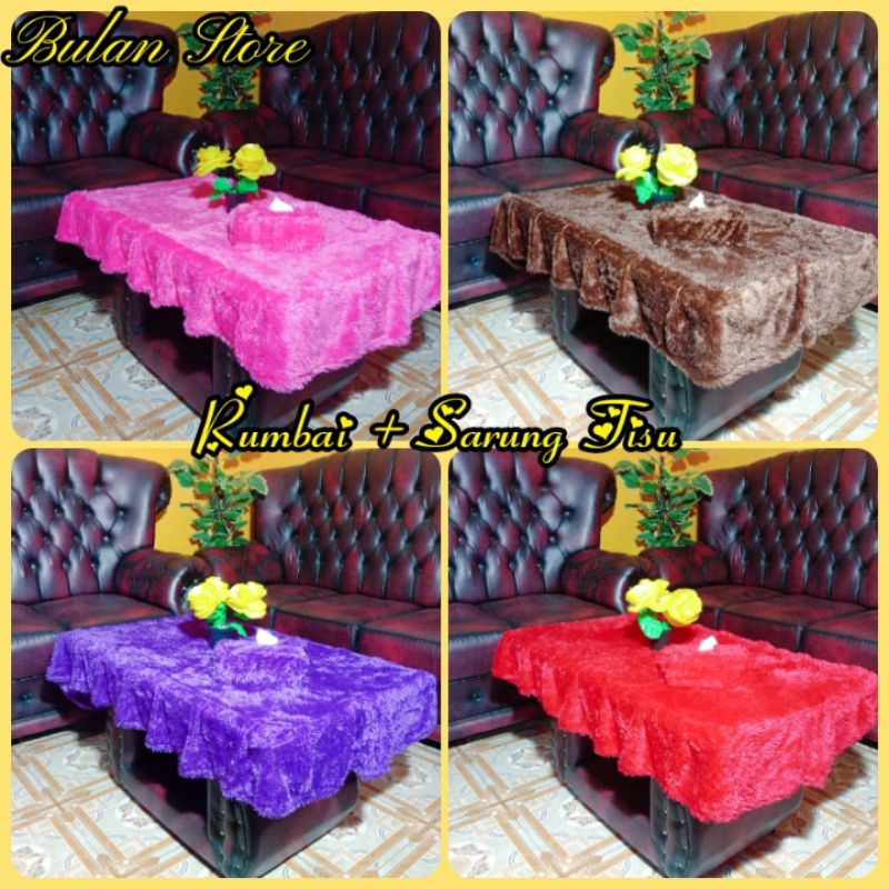 Taplak Meja Kaca Rumbai Dan Sarung Tisu Taplak Meja Kaca Ruang Tamu Cantik Mewah Rumbai Taplak Meja 