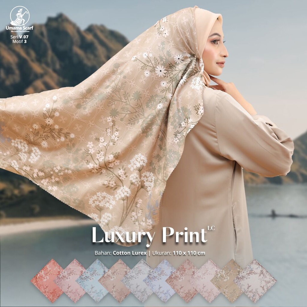 Umama Scarf - Kerudung Motif Segi Empat Luxury Print LC Glowing V.05