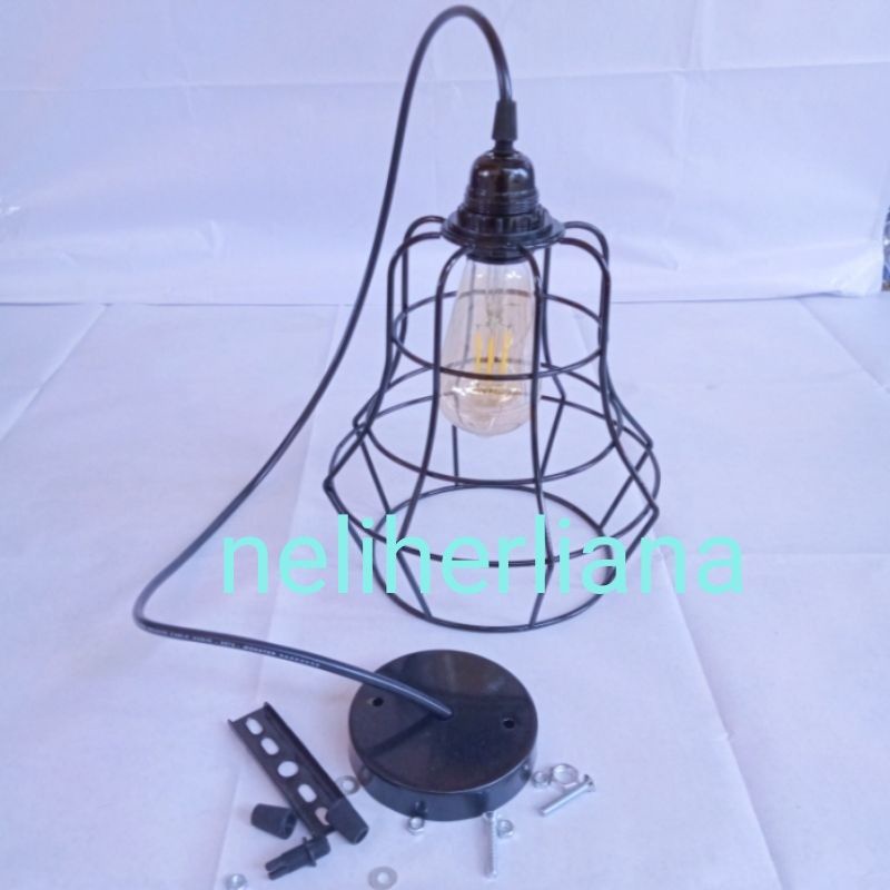 Lampu gantung 1 set fitting kabel + dudukan ke plafon