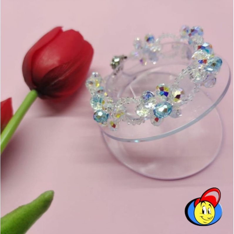 Gelang Kristal Swarovski AG004 Model Bunga Manik Kristal Swarovski Austria Original