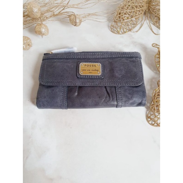 Dompet FossilOriginal Emory Clutch Navy New Original