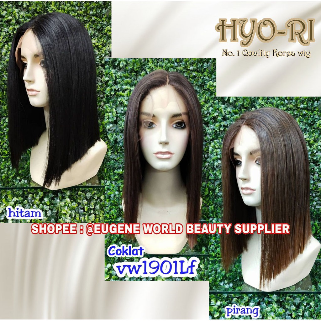 HALF LACE WIG LACE WIG WANITA PENDEK LURUS BOB WIG SYAHRINI WIG KOREA NATURAL FRONT LACE WIG 1901