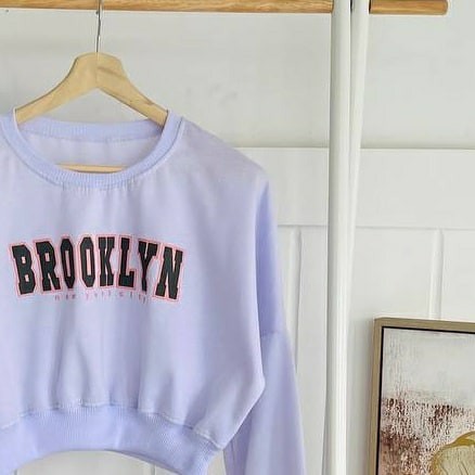 BROKLYN CROP OVERSIZE//SWEATER CROP OVERSIZE FLEECE TEBAL TERBARU'