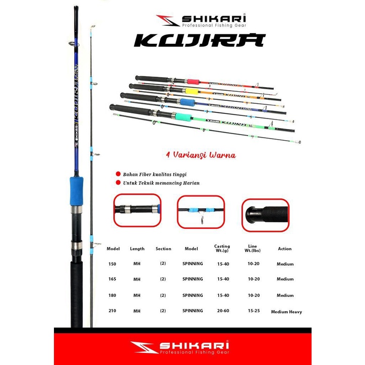 Joran Pancing Shikari Kujira 150cm - 180cm (10-20lb) 16kg Strong Murah - Engkus Fishing